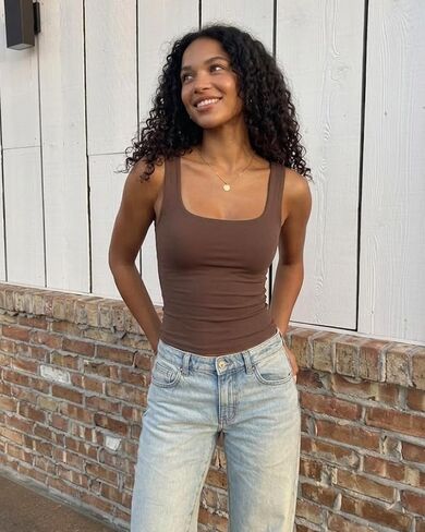 Lileyas Tank Tops for Women Double Lined Tank Top Pack Crop Wide Strap Soft Basic Top Stretch Fitted for 2026 Summer in Saudi Arabia