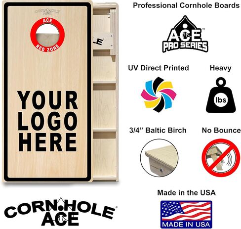 منطقة CornholeAce المخصصة ACE الحمراء | مجموعة ألواح كورنهول | لا ترتد! مصنوعة من خشب البتولا الرقائقي البلطيقي، وتتضمن مقابض، صُنعت في الولايات المتحدة الأمريكية، طراز بطولات احترافي | سلسلة ايس برو in Saudi Arabia