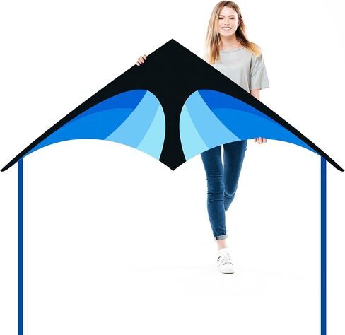 JEKOSEN 55" Delta Kite Large Kites for Kids and Adults Beginners Easy to Fly Single Line String for Beach Trip Park Outdoor Activities Blue in Saudi Arabia