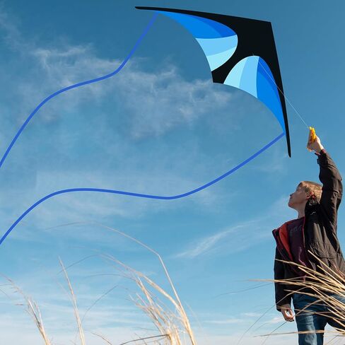 JEKOSEN 55" Delta Kite Large Kites for Kids and Adults Beginners Easy to Fly Single Line String for Beach Trip Park Outdoor Activities Blue in Saudi Arabia