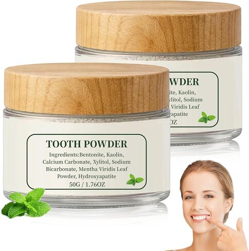 2PCS Hydroxyapatite Tooth Powder, Remineralizing Tooth Powder, with Mint, Hydroxyapatite, Gently Cleans, Supports Strong Teeth & Fresh Breath, Daily Oral Care, 50g in Saudi Arabia