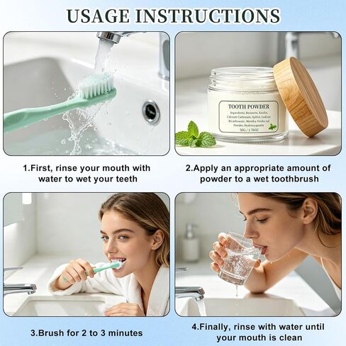 2PCS Hydroxyapatite Tooth Powder, Remineralizing Tooth Powder, with Mint, Hydroxyapatite, Gently Cleans, Supports Strong Teeth & Fresh Breath, Daily Oral Care, 50g in Saudi Arabia