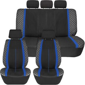 Blue Polyester Car Seat Covers - Full Set for Car, SUV, Van - Universal Fit Inside Including Front & Split Rear, Airbag Compatible, Machine Washable in Saudi Arabia