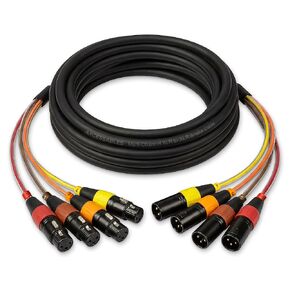 كابل ثعبان XLR بطول 20 قدمًا و4 قنوات من AxcessAbles، موصلات معدنية مرمزة بالألوان، ذكر XLR إلى أنثى XLR، نحاس خالٍ من الأكسجين 26AWG، لاستوديوهات التسجيل المباشر (حزمة واحدة، 20 قدمًا) in Kuwait