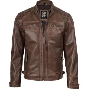 جاكيت بومبر من الجلد الحقيقي من FJackets - ياقة واقفة كاجوال للدراجات النارية مع غطاء رأس قابل للإزالة in Kuwait