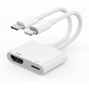 [معتمد من MFi] محول USB-C وLightning إلى HDMI لأجهزة iPhone، وشاشة مزامنة 4K@60 هرتز من Apple إلى محول AV الرقمي مع منفذ شحن 100 واط لجهاز iPhone 17/16/15/iPad/MacBook إلى HDTV/جهاز العرض/الشاشة in Kuwait