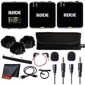 نظام ميكروفون ثنائي القناة Rode Wireless GO III (Gen 3) | مدمج 2.4 جيجا هرتز، تسجيل عائم 32 بت، ميكروفون لاسلكي للكاميرات والهواتف الذكية واستخدامات Lavalier + 2X ميكروفونات Lavalier مكثفة متعددة الاتجاهات in Kuwait