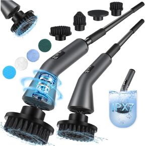 Electric Spin Scrubber -[Upgraded Version] [IPX7 Waterproof] Bathroom Scrubber Electric with 7 Brush Heads, 2 Speed, 400 RPM Power Scrubber with Detachable Long Handle for Bathroom, Home in Saudi Arabia