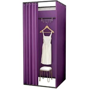 Removable Square Privacy Screen Partition DIY Dressing RoomWith Blackout CurtainSuitable for Clothing Stores Dressing Room(Purple,100x100x200cm) in Saudi Arabia