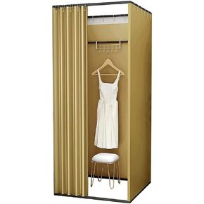Removable Square Privacy Screen Partition DIY Dressing RoomWith Blackout CurtainSuitable for Clothing Stores Dressing Room(Gold,85x85x200cm) in Saudi Arabia