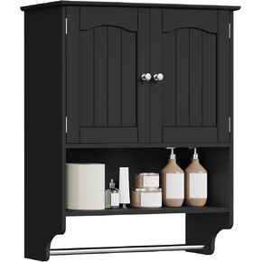 Iwell Bathroom Medicine Cabinet with Mirror, Bathroom Wall Cabinet with 2 Adjustable Shelves & 6 Open Shelves, Medicine Cabinet Organizer, Bathroom Cabinet Wall Mounted, White in Saudi Arabia