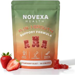 Novexa Growth Gummies, Novexa Health 5 in 1 Growth Gummies, with Vitamin D3 & K2, Non-GMO Formula, Strawberry Flavor, 60 Count (1PCS) (1PCS) in Kuwait