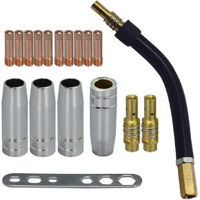 أطراف اتصال RIVERWELD MIG MAG .035 بوصة 0.9 مم M6 140.0177 حامل نصائح ناشر 002.0078 فوهة غاز مخروطية الكفن 145.0075 رقبة الشعلة 002.0009 عدة لشعلة اللحام MB15 15AK 18 قطعة in Kuwait