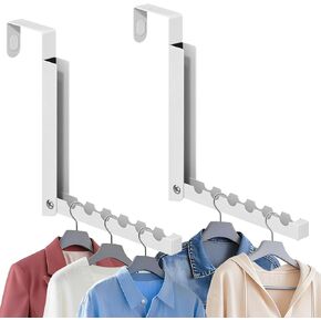 2-Pack Foldable Over-The-Door Hooks, Travel Portable Clothes Drying Rack, 6-Hook Space Saver for Clothing, Coats, Bags, Laundry Room, Bedroom, Bathroom, Entryway, Dorm - White in Saudi Arabia