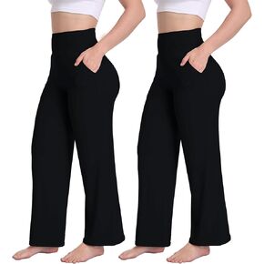 Kotii المرأة واسعة الساق السراويل عالية الخصر Sweatpants فضفاض السراويل صالة السراويل مع جيوب بالازو عارضة اليوغا بانت حزمة in Kuwait