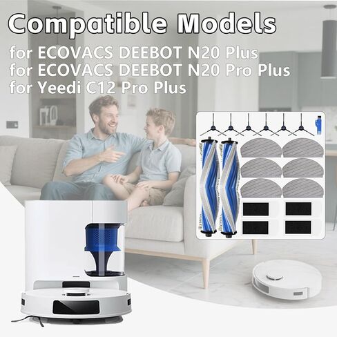 بديل لـ ECOVACS DEEBOT N20 Pro Plus، N20 Plus، لـ Yeedi C12 Pro Plus، مكنسة كهربائية C12، 2 فرشاة رئيسية، 4 مرشحات، 6 وسادات ممسحة، 6 فرش جانبية، مجموعة ملحقات N20 Plus in Kuwait