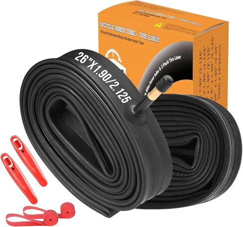 2 Pack 26" x1.90/2.125 Bicycle Inner Tube with 32mm Schrader Valve Butyl Rubber for Mountain & Road Bikes - Includes 2 Tire Levers & Rim Strips in Saudi Arabia