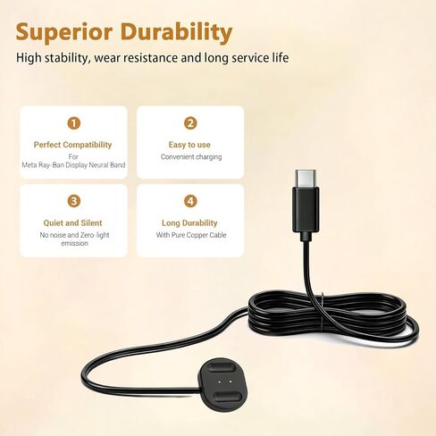Replacement for Meta RayBan Display Band Charger Compatible with Meta Ray-Ban Display Neural Band Magnetic Fast Charging Cable in Saudi Arabia