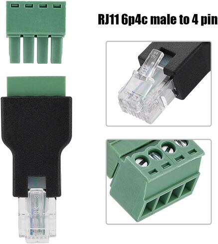 محول طرفي RJ11 إلى برغي، موصل 6P4C ذكر إلى 4 دبوس للمودم مع كابلات منظمة قياسية EIA/TIA 568B مضادة للتداخل، 10 عبوات in Saudi Arabia