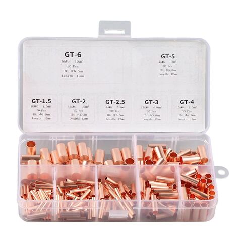 250Pcs Copper Tube Connector Kit, 7 Sizes Non-Insulated Electrical Butt Terminal Wire Joint Fasteners for Generators Communication Cables in Saudi Arabia