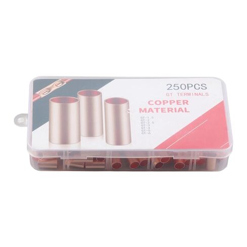 250Pcs Copper Tube Connector Kit, 7 Sizes Non-Insulated Electrical Butt Terminal Wire Joint Fasteners for Generators Communication Cables in Saudi Arabia