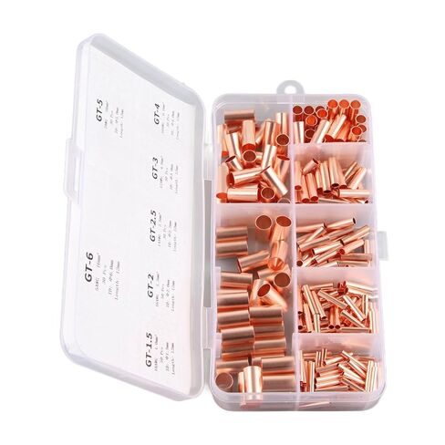 250Pcs Copper Tube Connector Kit, 7 Sizes Non-Insulated Electrical Butt Terminal Wire Joint Fasteners for Generators Communication Cables in Saudi Arabia