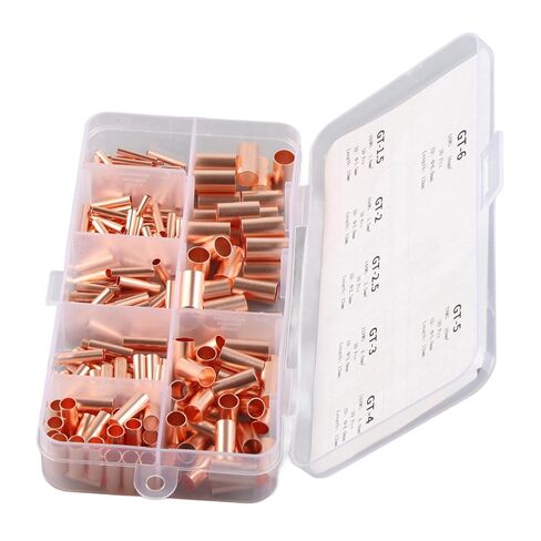 250Pcs Copper Tube Connector Kit, 7 Sizes Non-Insulated Electrical Butt Terminal Wire Joint Fasteners for Generators Communication Cables in Saudi Arabia
