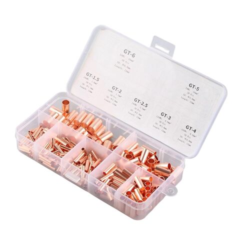 250Pcs Copper Tube Connector Kit, 7 Sizes Non-Insulated Electrical Butt Terminal Wire Joint Fasteners for Generators Communication Cables in Saudi Arabia