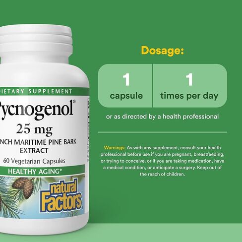 Natural Factors Pycnogenol 25 mg، دعم مضاد للأكسدة لشيخوخة صحية، 60 كبسولة in Saudi Arabia