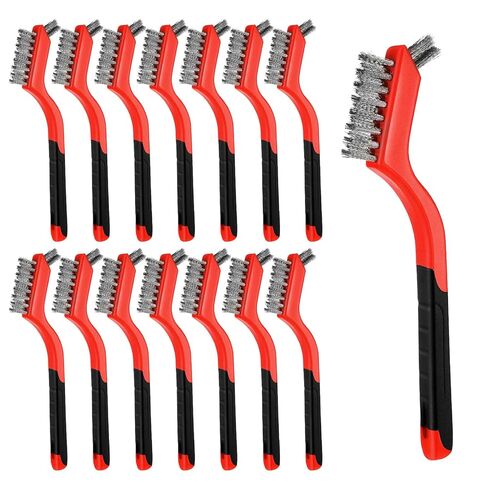 24 PCS Wire Brushes for Cleaning, Stainless Steel Wire Scratch Brush Set Heavy Duty Bristles with Curved Handle Grip Small Metal Wires Brushes for Rust Dirt and Paint Cleaning in Saudi Arabia
