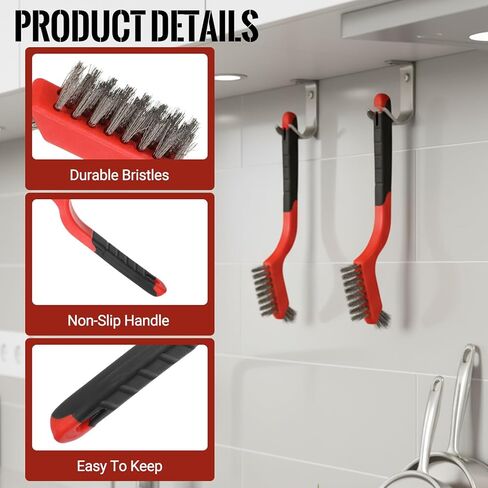 24 PCS Wire Brushes for Cleaning, Stainless Steel Wire Scratch Brush Set Heavy Duty Bristles with Curved Handle Grip Small Metal Wires Brushes for Rust Dirt and Paint Cleaning in Saudi Arabia