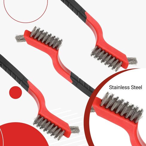 24 PCS Wire Brushes for Cleaning, Stainless Steel Wire Scratch Brush Set Heavy Duty Bristles with Curved Handle Grip Small Metal Wires Brushes for Rust Dirt and Paint Cleaning in Saudi Arabia