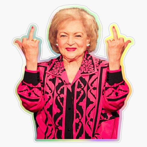 Betty White Middle Finger Funny Two Middle Fingers Bumper Sticker Vinyl Decal 5" in Saudi Arabia