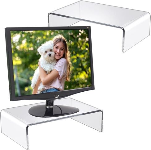 Amazing Abby Acrylic Monitor Stand Riser for Desk (1-Pack), Clear Plastic Computer Monitor Riser with Keyboard Storage, Heavy-Duty 3-3/8" Riser for PC Laptop Screen, Great for Home and Office Use in Saudi Arabia