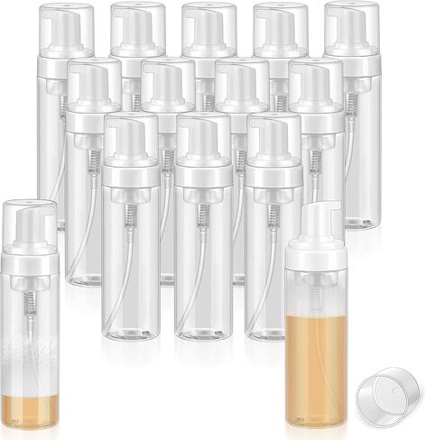 Havawish 12 Pcs Foaming Spray Bottle 7 Oz/ 200 ml Transparent Empty Foaming Pump Bottle Dispenser Refillable Plastic Travel Soap Bottle Portable Foam Bottle for Hand Soap, Lash Cleanser in Saudi Arabia