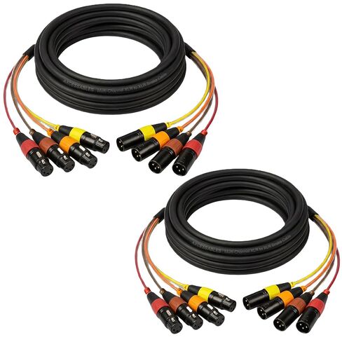 كابل ثعبان XLR بطول 20 قدمًا و4 قنوات من AxcessAbles، موصلات معدنية مرمزة بالألوان، ذكر XLR إلى أنثى XLR، نحاس خالٍ من الأكسجين 26AWG، لاستوديوهات التسجيل المباشر (حزمة واحدة، 20 قدمًا) in Kuwait