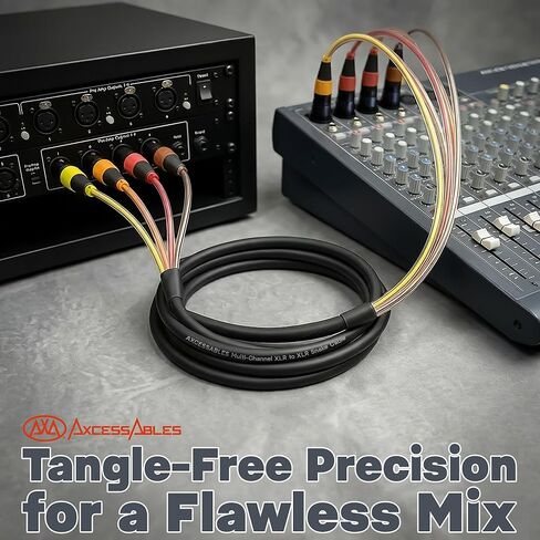 كابل ثعبان XLR بطول 20 قدمًا و4 قنوات من AxcessAbles، موصلات معدنية مرمزة بالألوان، ذكر XLR إلى أنثى XLR، نحاس خالٍ من الأكسجين 26AWG، لاستوديوهات التسجيل المباشر (حزمة واحدة، 20 قدمًا) in Kuwait