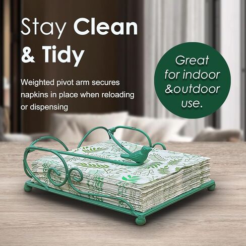 Flat Metal Napkin Holder for Table, Farmhouse Green Napkin Holder for Kitchen, Restaurant, Home, Bar & Table Decor in Saudi Arabia