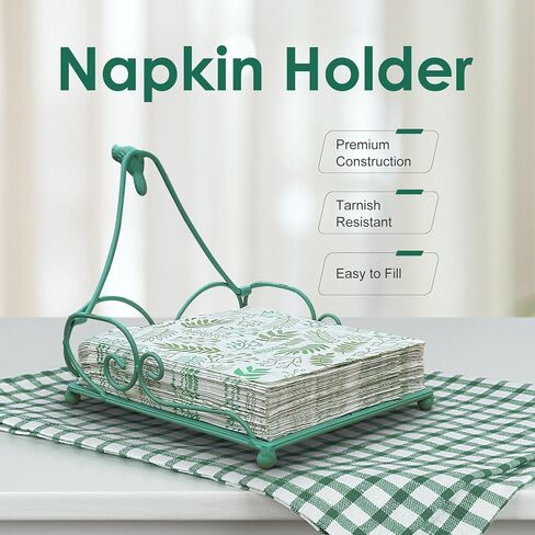 Flat Metal Napkin Holder for Table, Farmhouse Green Napkin Holder for Kitchen, Restaurant, Home, Bar & Table Decor in Saudi Arabia