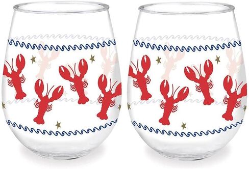 Cape Shore Beach and New England Coast 15oz Wine Tumblers - Set of Two (Lobster) in Saudi Arabia