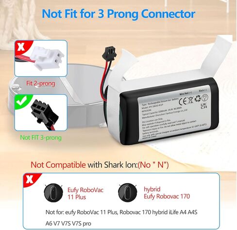REYTRIC 3200mAh Replacement for Eufy g32 pro Battery RoboVac 11 11C 11S MAX 12 15C 15CMAX 15T 15MAX 25C 30C 30 35C G30 G32PRO G10 & Hybrid Ecovacs Deebot N79S N79 N79W DN622 601 500 in Saudi Arabia