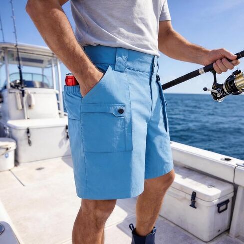 Palmyth Fishing Shorts for Men 7 Inch, Quick Dry Lightweight Nylon Shorts with 6 Pockets, Elastic Back Waist & D-Ring in Saudi Arabia
