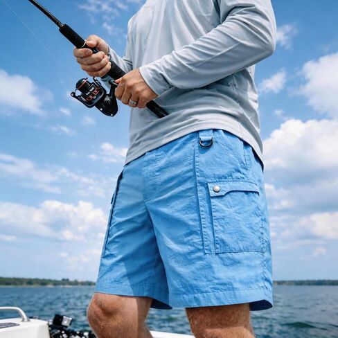 Palmyth Fishing Shorts for Men 7 Inch, Quick Dry Lightweight Nylon Shorts with 6 Pockets, Elastic Back Waist & D-Ring in Saudi Arabia