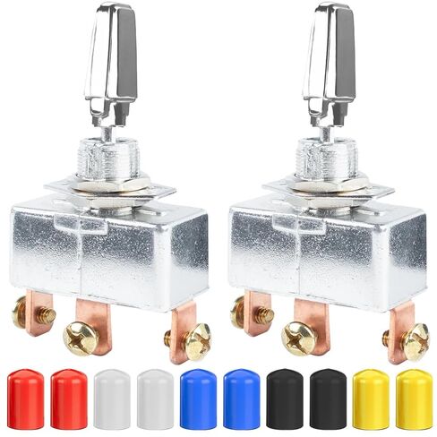 2 قطعة مفتاح تبديل شديد التحمل DC 12V 50A مفتاح قفل ذاتي تشغيل/إيقاف/تشغيل 3 مواضع SPDT Rocker Toggle Switch للسيارات والبحرية والصناعية مع غطاء مطاطي in Saudi Arabia