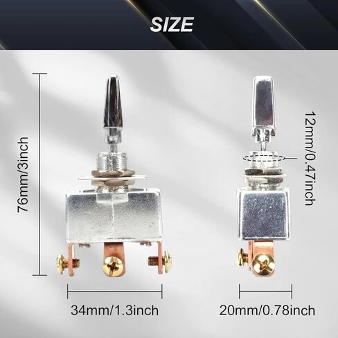 2 قطعة مفتاح تبديل شديد التحمل DC 12V 50A مفتاح قفل ذاتي تشغيل/إيقاف/تشغيل 3 مواضع SPDT Rocker Toggle Switch للسيارات والبحرية والصناعية مع غطاء مطاطي in Saudi Arabia