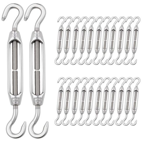 24PCS M4 Hook & Hook Turnbuckle - 304 Stainless Steel Wire Rope Tensioner - Heavy Duty Turnbuckles for Cable Railing, Wire Rope Hardware Kit in Saudi Arabia