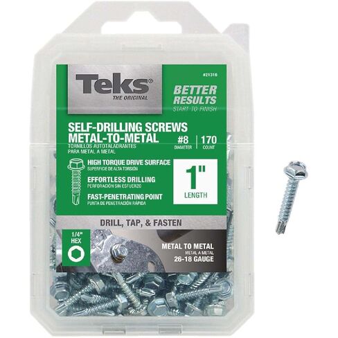 ITW Teks رقم 10 × 1 بوصة L. مسامير فولاذية زنك ذات رأس سداسي مشقوق 170 لكل صندوق 170 قطعة in Kuwait