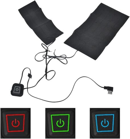 مجموعة لوحة التدفئة الكهربائية USB 5V 2A وسادة التدفئة الألياف درجة الحرارة قابل للتعديل مع مؤشرات LED للاستخدام في الطقس البارد في الهواء الطلق (أسود) in Kuwait