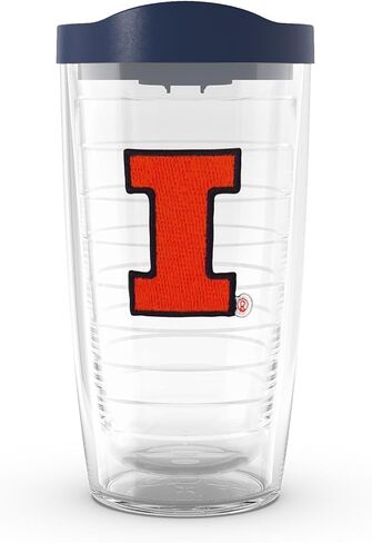 كوب سفر Tervis Illinois Fighting Illini - الشعار الأساسي مصنوع في الولايات المتحدة الأمريكية بجدار مزدوج معزول يحافظ على المشروبات باردة وساخنة، 16oz، كلاسيكي in Saudi Arabia