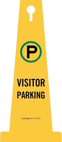 SmartSign 4-Sided Visitor Parking Cone Sign with Symbol - 26.75" x 11", Tough Molded Plastic, Stackable Traffic Safety Cones, Insert Slots for Easy Use, 360-Degree Visibility, Yellow/Black/Green in Saudi Arabia